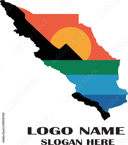 baja california peninsula logo icon vector white background