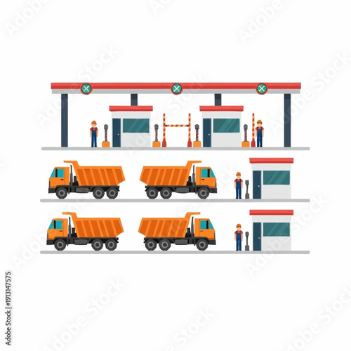 Gas Station Trucks Refueling and Services.