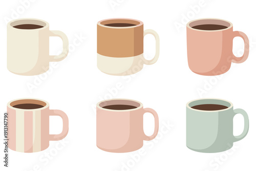 Minimal coffee cups collection cafe drink symbol design
