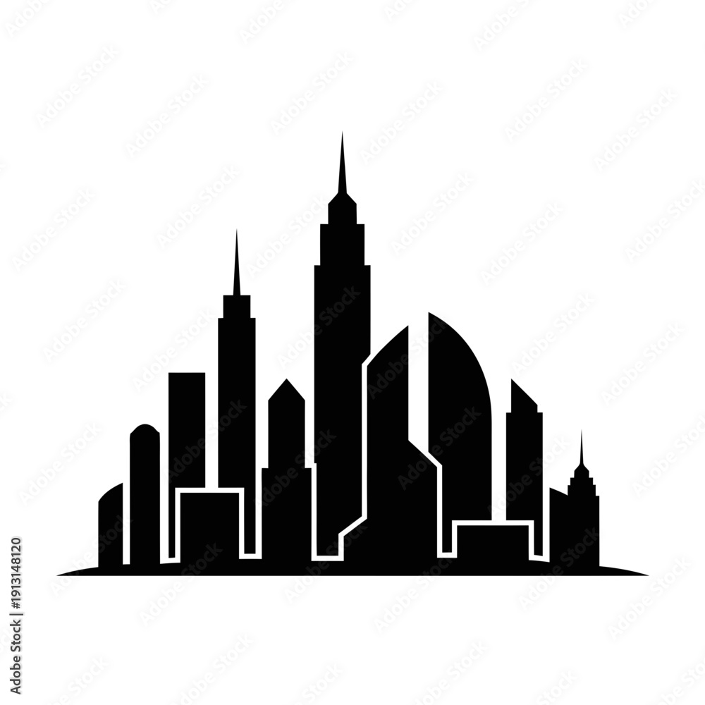 Obraz premium Modern City Skyline Silhouette.