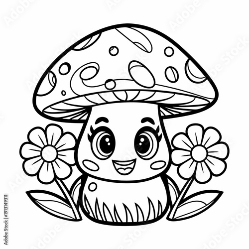 A outline drawing of a mushrooms vegetable for kids drawing book
Hand drawn mushroom outline illustration
Mushroom outline illustration