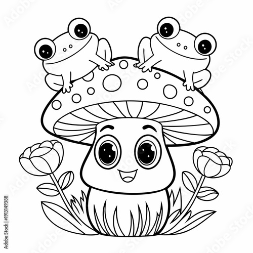 A outline drawing of a mushrooms vegetable for kids drawing book
Hand drawn mushroom outline illustration
Mushroom outline illustration