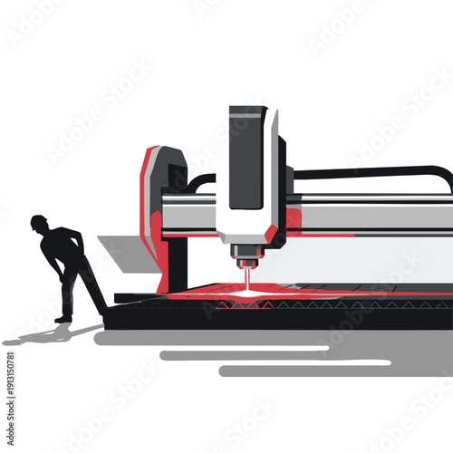 Industrial cnc laser cutter machine working in factory