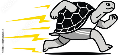 Running Turtle with Speed Lines for Motion or Energy