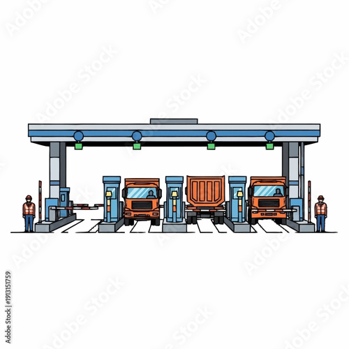 Truck Weighbridge Station with Trucks and Operators.