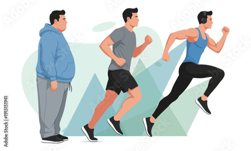 Man Weight Loss Transformation Stages: Overweight to Muscular Runner