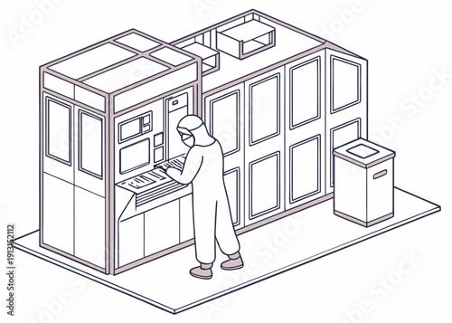 Technician in cleanroom working on advanced equipment