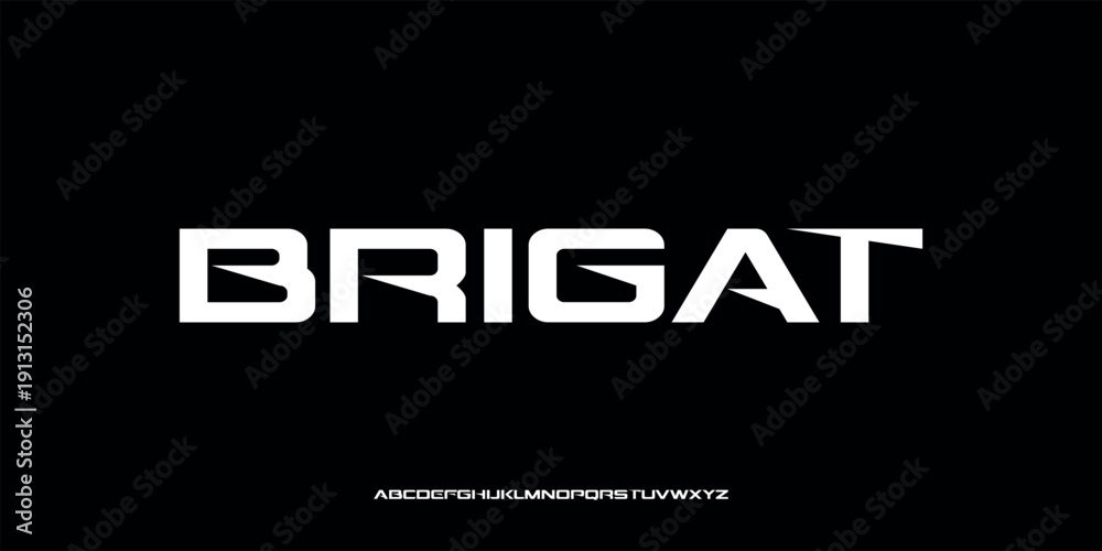 Fototapeta premium Vector illustration of a futuristic style alphabet letter display with bold, sharp and modern characters.