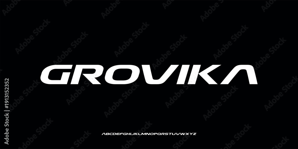 Fototapeta premium Vector illustration of a futuristic display style alphabet letter display with bold, dynamic and modern letter characters.