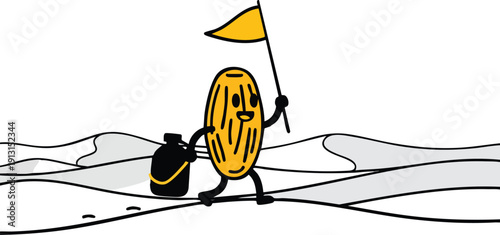 Maltese Sesame on Mars Carrying Flag and Fuel Canister