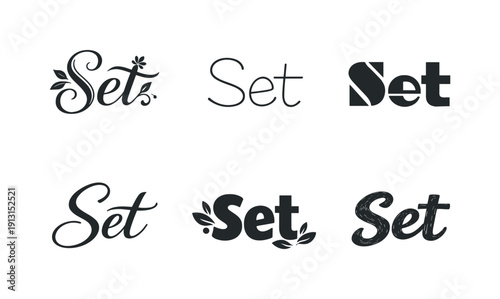 Artistic Lettering Grid. organic minimal design lettering. Set lettering. harmonious lettering variations of the same emblematic concept, each with different