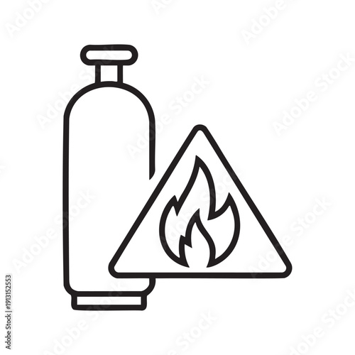 Gas cylinder with flammable material outline icon vector image