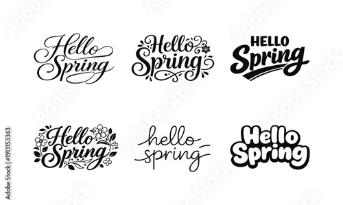 Harmonious Lettering Grid. Seasonal positivity. Set lettering. harmonious lettering variations of the same emblematic concept, each with different artistic