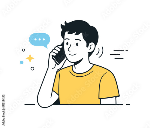 Everyday Phone Conversation. Talking on the phone. A person holding a smartphone to their ear, calm posture and focused conversation. Editorial scene about