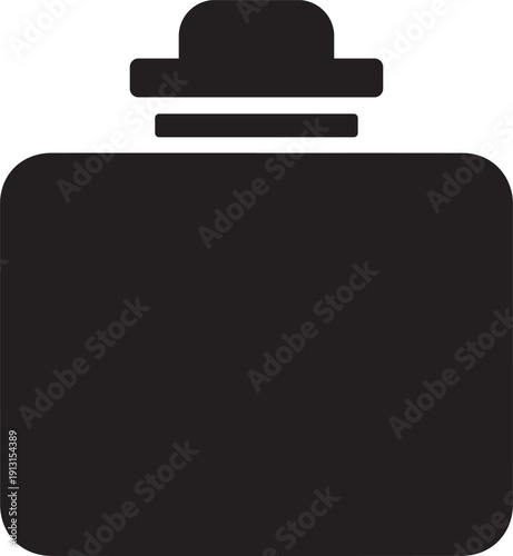 A sleek black briefcase with a distinctive top handle and clasp closure.