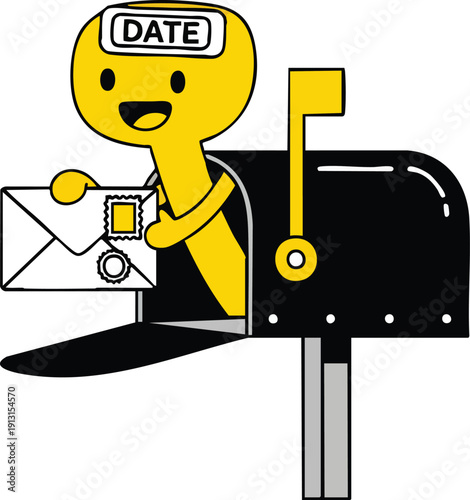 Mail Delivery Person with Mailbox and Envelope