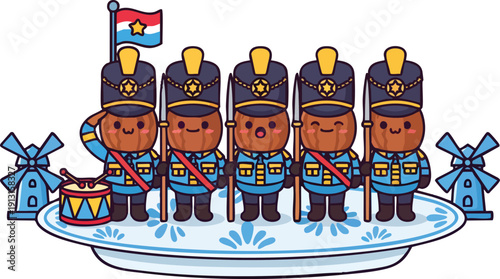 Nutcracker Soldiers on a Plate with Drums and Flag