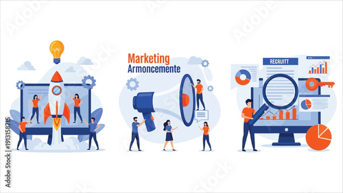 Programmers writing software and coding scripts for applications and projects. Vector illustration of IT and digital technology concepts