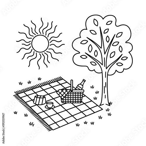 sketch of a tree in the garden