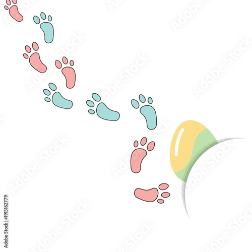 Set of 12 colorful footprints vector isolated on White Background