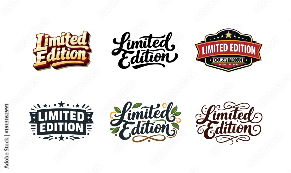 Obraz premium Image Generation. Limited edition product lettering. Set lettering. harmonious lettering variations of the same emblematic concept, each with different