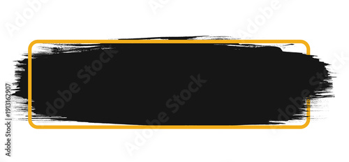 Tableau sur toile Black Brush Stroke Title Bar Lower Third Banner with Rough Paint Texture Isolate