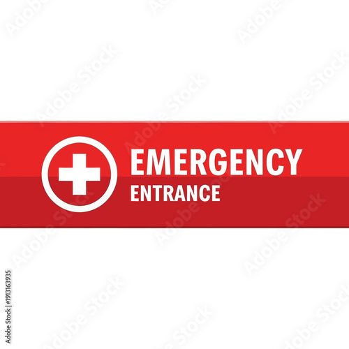 Emergency Entrance Sign with Medical Cross Symbol - Hospital Access