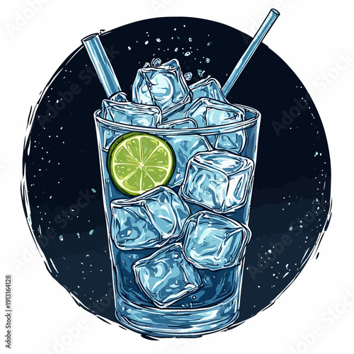 Syrup Drink With Ice Design