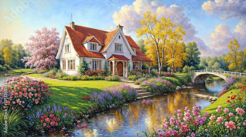 Idyllic rural landscape wit...