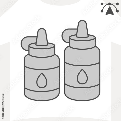 Small jars with tattoo ink isometric icon, paints concept. Vector graphics. Jars of tattoo paint sign and editable stroke, outline style icon for mobile or web design.