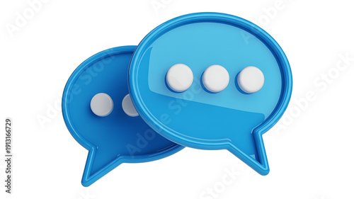 A blank blue 3d speech bubble icon and vector chat balloon symbol for web communication dialog and forum discussion message design