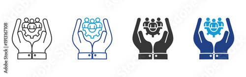 workplace culture icon set multiple style collection	
