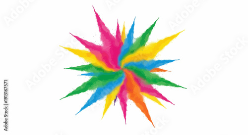 Colorful star burst explosion vibrant abstract design.