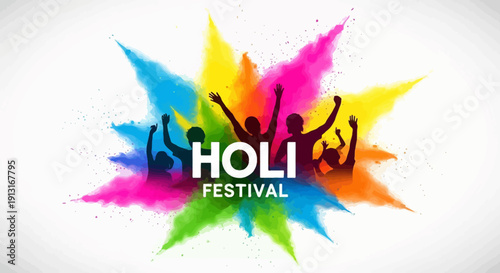 Holi Festival Celebration with Colorful Powder.