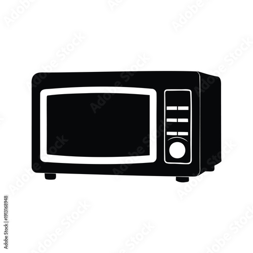 Silhouette of a modern microwave oven with digital controls, black and white vector illustration, microwave silhouette vector illustration