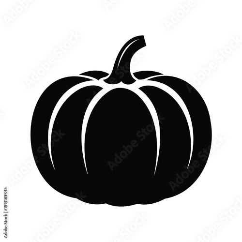 Halloween pumpkin with carved lines, silhouette vector illustration for festive designs, pumpkin silhouette vector illustration