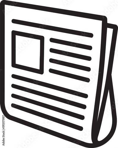 Digital tablet device displaying newspaper layout icon for electronic reading and media