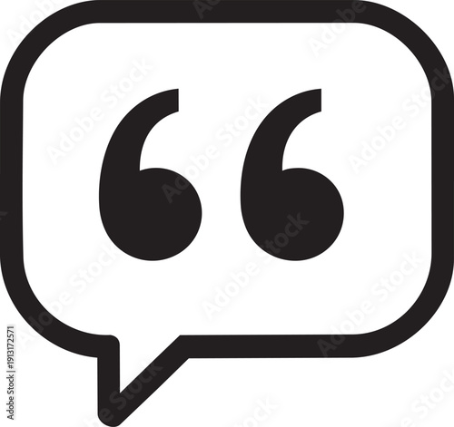 Speech bubble with quotation marks icon for testimonials and interview statements