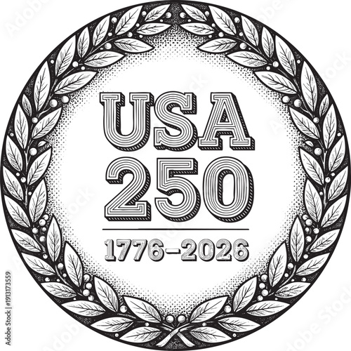 USA 1776–2026 Patriotic Engraving Style Vector Emblem