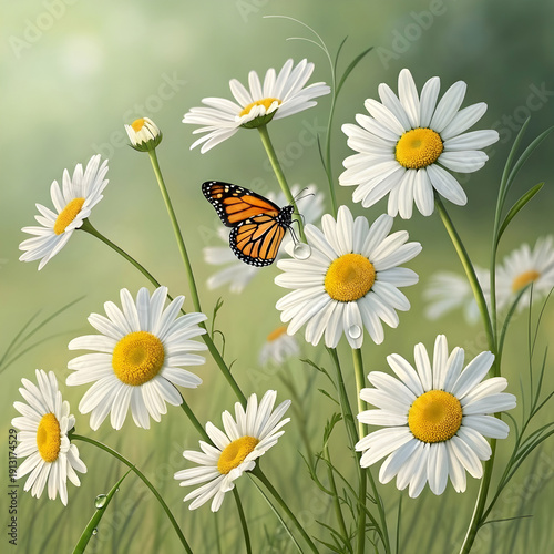 collection of realistic daisies