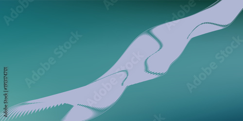 Abstract flowing wave on a teal background.