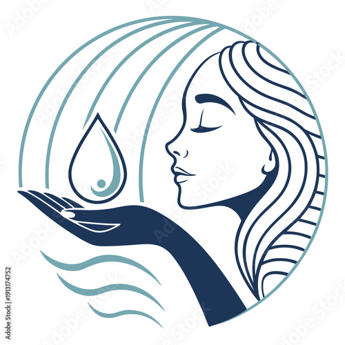 A serene spa logo featuring gentle hands and flowing lines evoking tranquility and wellness for massage and relaxation services