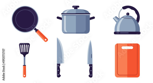 Kitchen Utensils and Cooking Equipment Set.
