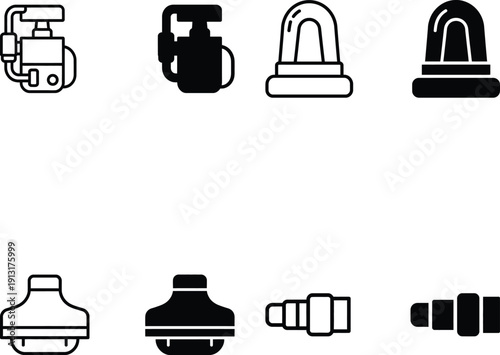 Industrial Pipe Fittings and Valves Icons