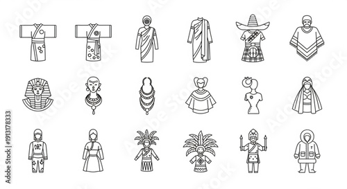 Diverse people in traditional clothing and cultural attire from around the world vector illustrations