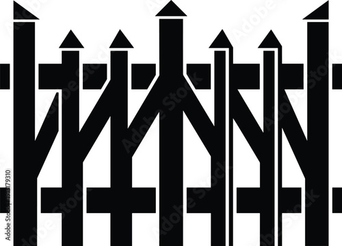 Wooden Fence Silhouette Vector Illustration, Garden Picket Barrier and Security Boundary Design Isolated on Light Background for Landscaping Concept