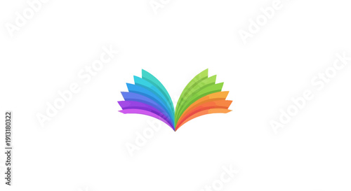 Vibrant open book with colorful pages forming a fan shape, symbolizing knowledge and creativity