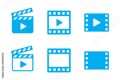 Clapper board set. Open movie clapper vector