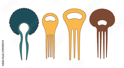 Afro Hair Pick Line clean modern tone vector