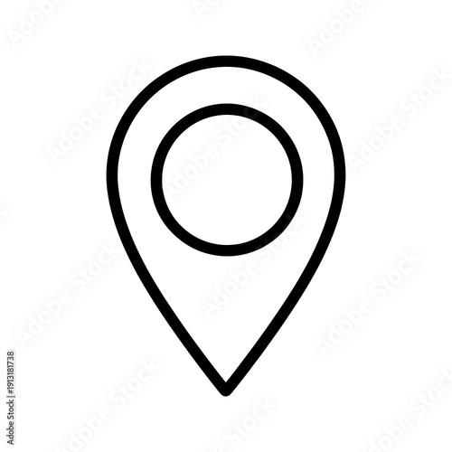 Free Download A simple black line icon depicts a map location marker symbol on a plain white background. - GFXLoad